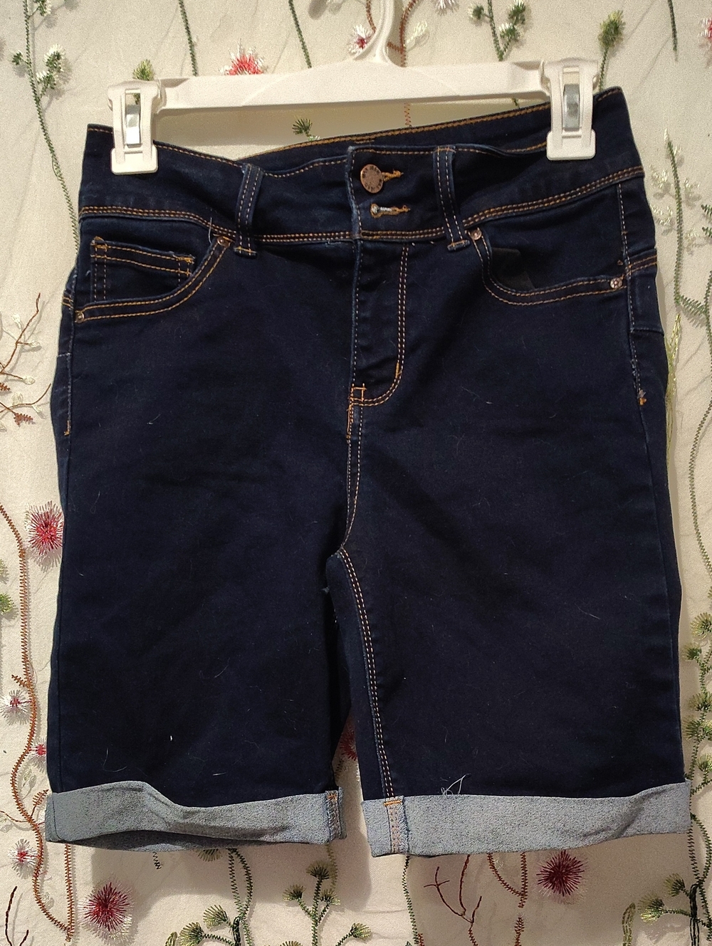 Wax Jean "Butt I Love You" Dark Wash Bermuda Shorts – Cuffed Lifting Jean Shorts